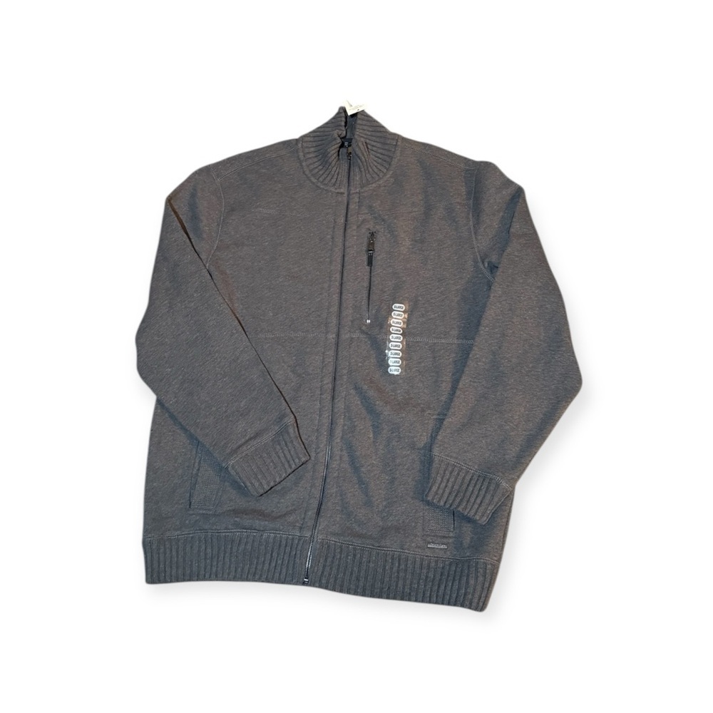 Calvin Klein Cardigan Sweater Men's XL Gray Fleece Lined Long Sleeve‎ Full Zip